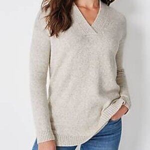 J. Jill, Relaxed Marled V-Neck Knit Long Sleeve Sweater
